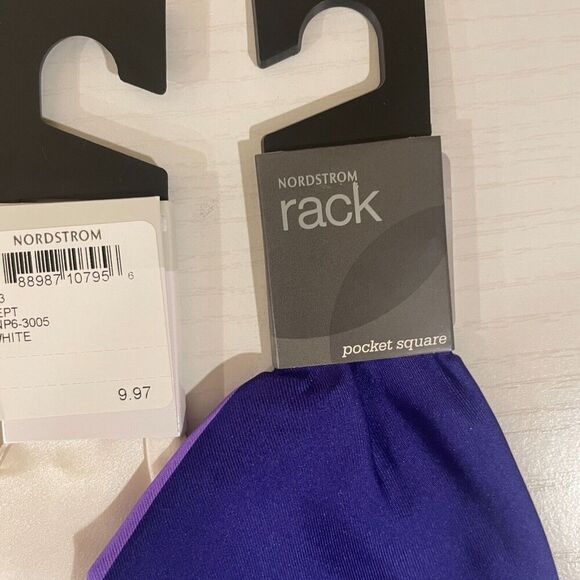 Set of 3 Nordstrom Rack Silk Pocket Squares - White Polka Dot, White, Purple - Picture 5 of 6